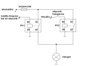 Hyundai Galloper - Podłączenie halogenów w sposób dwutorowy.