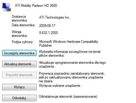 ATI Radeon Mobility HD2600 - Problem z modowanymi sterownika ATI Radeon Mobility HD2600 - Problem z modowanymi sterownika