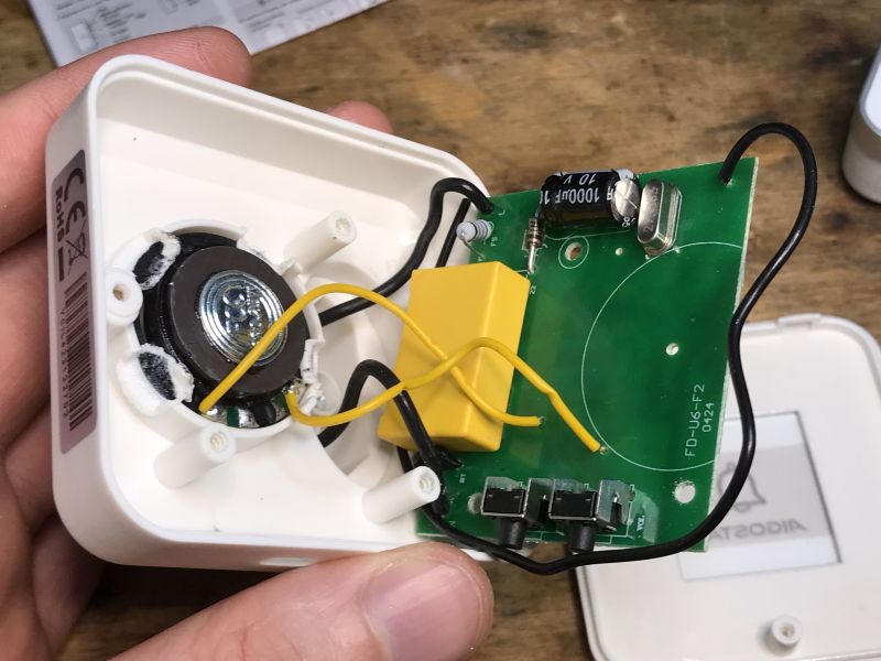 Interior of a Wireless Doorbell Receiver Inside of a wireless doorbell receiver.