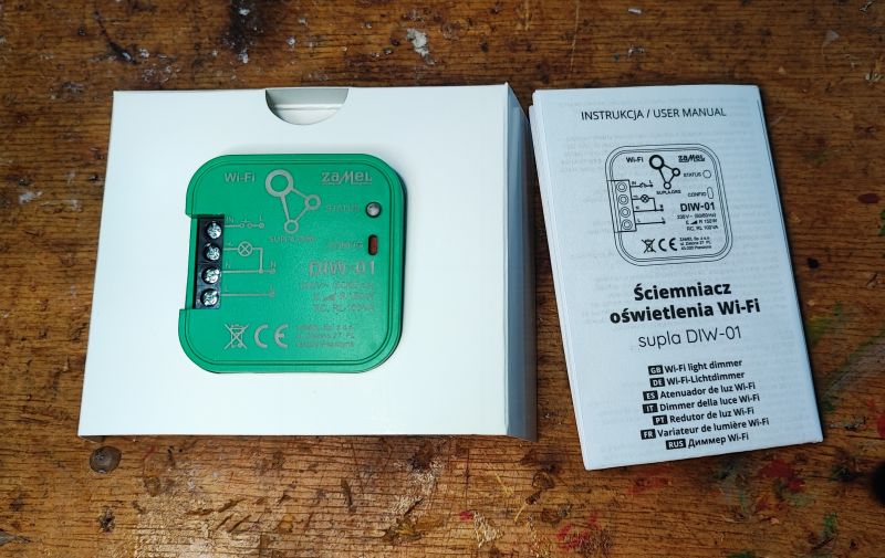 DIW-01 Wi-Fi Light Dimmer with Supla Wi-Fi light dimmer DIW-01 with manual.