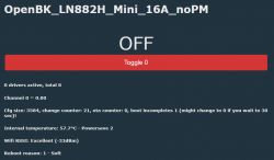 User interface of OpenBK showing network connection status information.