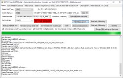 Screenshot of BK7231 Easy UART Flasher showing Write error! during firmware flashing