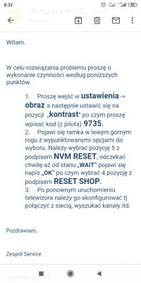 Telewizor Lin 49LUHD1240 Smart - co to za komunikat?