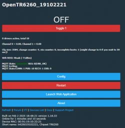Screenshot of OpenTR6260 interface displaying device information.
