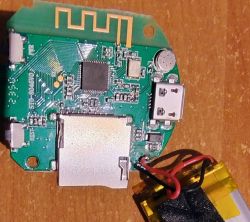 Electronic module with TXW817-810 chip, microSD card slot, micro USB port, and battery.