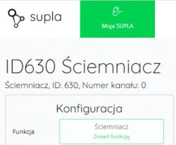 Zrzut ekranu panelu sterowania Supla dla ściemniacza