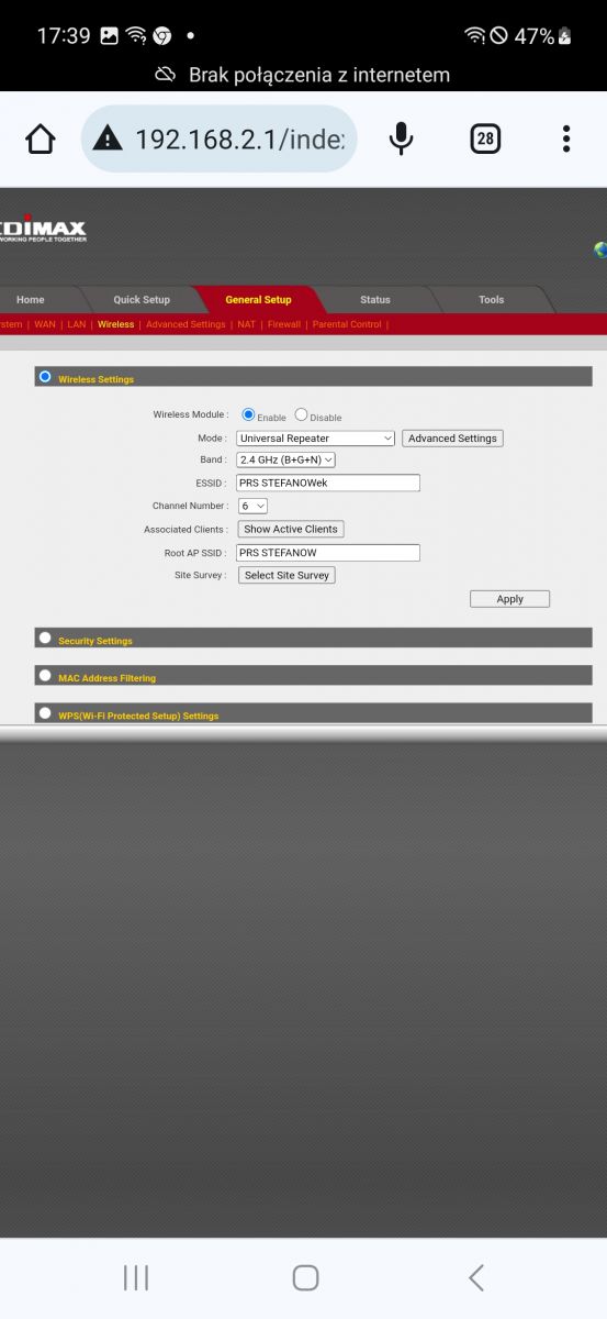 Jak skonfigurować router Edimax BR6228nS do pracy jako Repeater WiFi?
