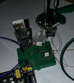 Prototype PCB Assembly with USB Module Breadboard with connected wires and USB module.