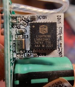 Close-up of a circuit board with a chip labeled as Lighting LN862HK1.