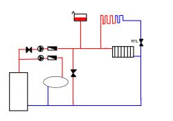 Schemat instalacji CO/CWU z ogrzewaniem podłogowym