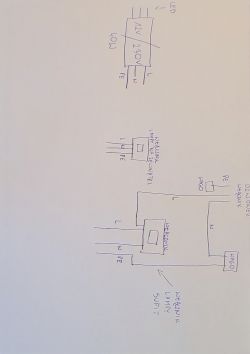 Schemat instalacji elektrycznej LED z opisanymi połączeniami kabli.