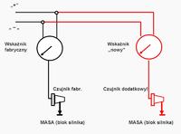 Podłączenie wskaźnika temperatury w Skoda 120 - konektorki i ich funkcje