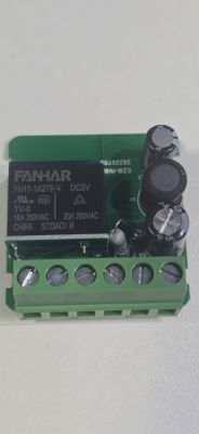 FANHAR relay module with capacitors and screw terminals on a green PCB