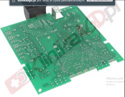 Płytka drukowana z widocznymi ścieżkami i lutowanymi elementami elektronicznymi.