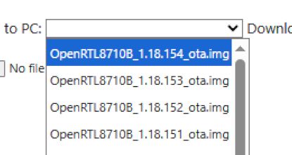 List of .img files for OpenRTL8710B versions 1.18.151 to 1.18.154
