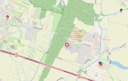 Mapa okolic Tulce z zaznaczoną lokalizacją użytkownika i najbliższymi stacjami bazowymi operatorów komórkowych.