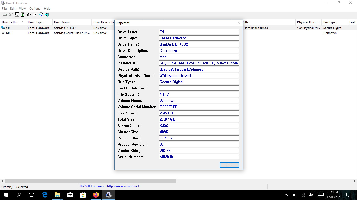 Jak sprawdzić parametry dysku SSD Sandisk DF4032 w Lenovo Yoga 310?