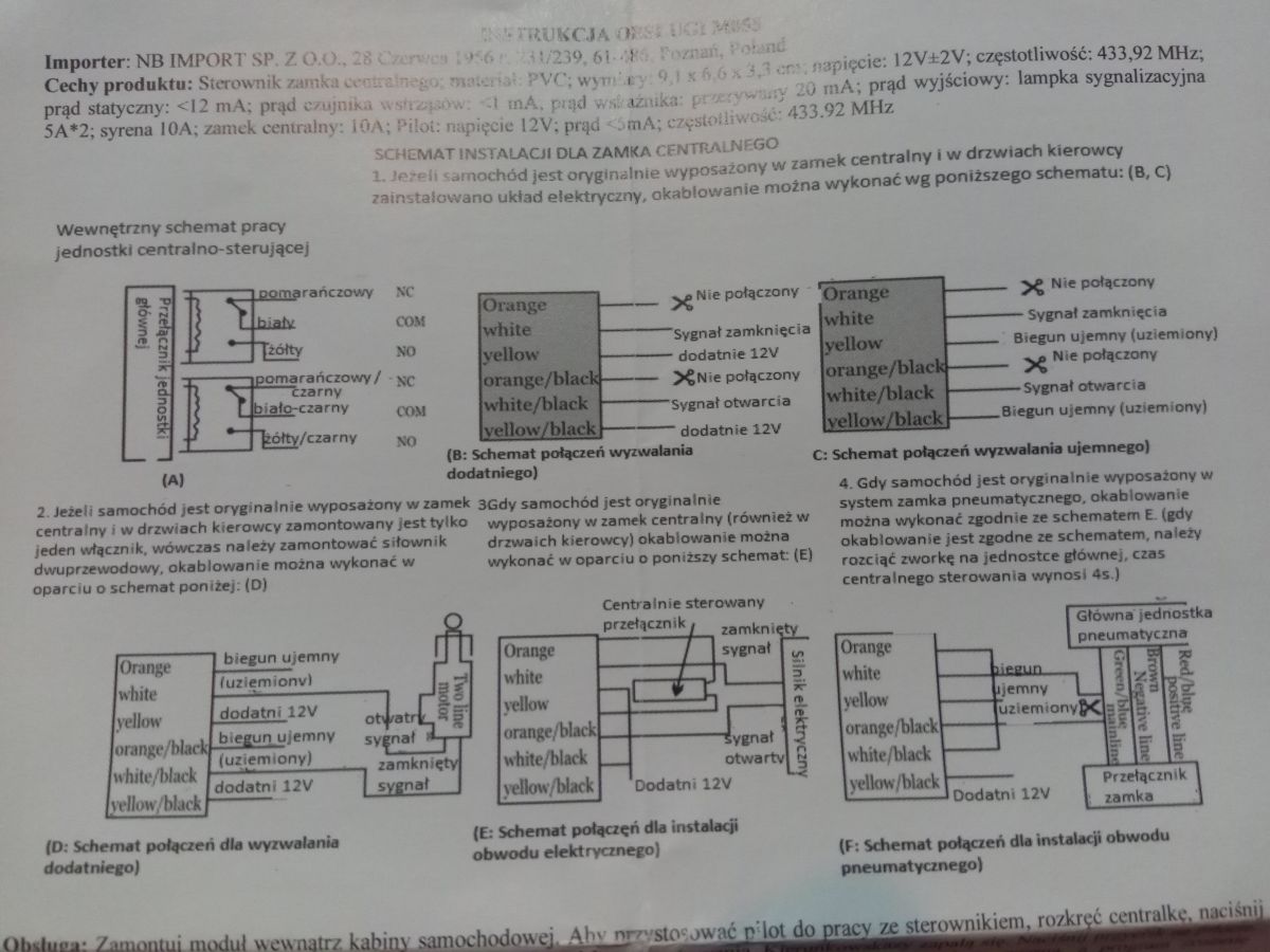 Rozwiązano Schemat podłączenia sterownika centralnego zamka Clio 2