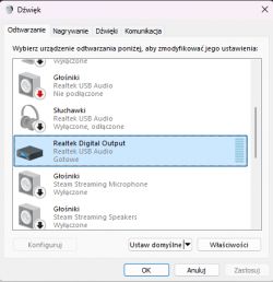 Zrzut ekranu z ustawień dźwięku w systemie Windows.