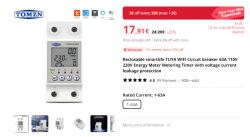 TUYA WiFi Circuit Breaker Advertisement on Aliexpress Advertisement of TUYA WiFi smart circuit breaker 63A on Aliexpress