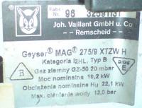 Vaillant Geyser Mag 275/9 XTZW - potrzebne dysze na LPG