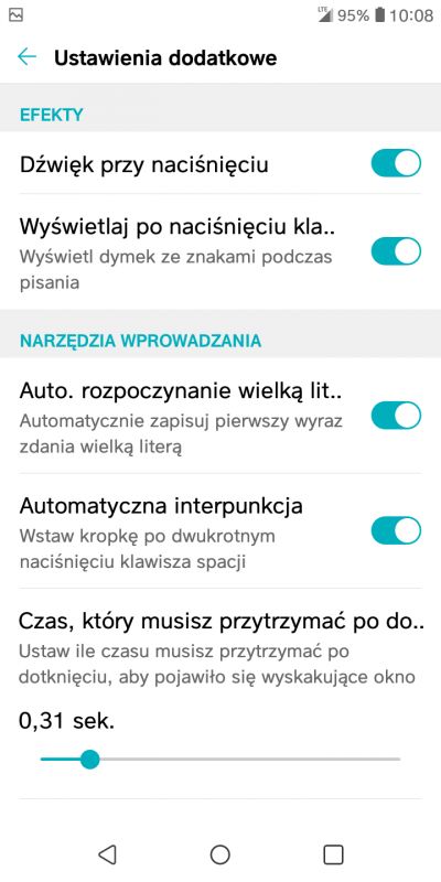 Jak aktywować wibracje dotyku w LG K40?