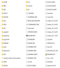 List of files and folders on a computer with DOS, NES, and other systems.