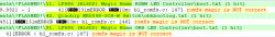 Colorful screenshot of a log output showing errors related to romfs files.