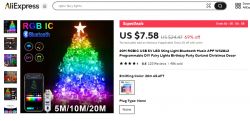 RGB LED string lights with Bluetooth offer on AliExpress