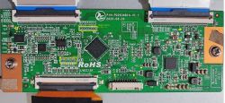 Płytka drukowana z komponentami elektronicznymi i oznaczeniami.
