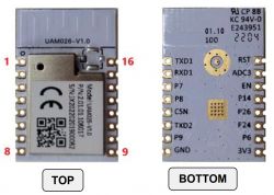 UAM026-V1.0 electronic module with visible pins and markings.