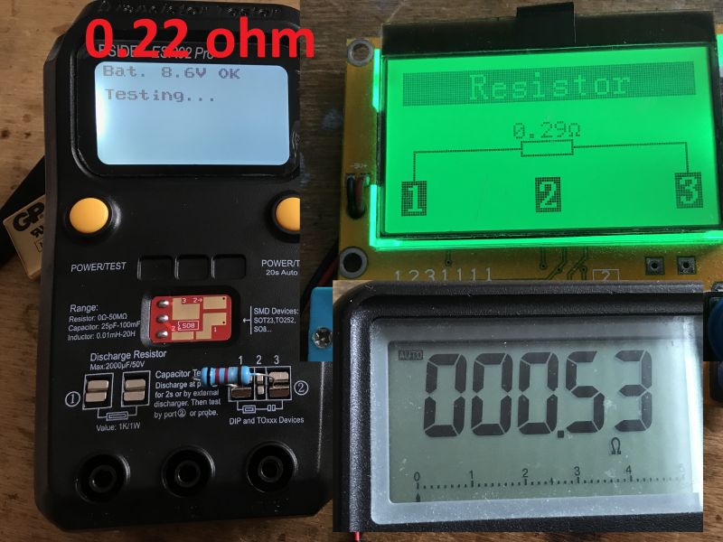 Resistor Measurement Comparison: BSIDE ESR02 Pro, LCR-T4, Brymen Comparison of resistor measurement results using three testers.