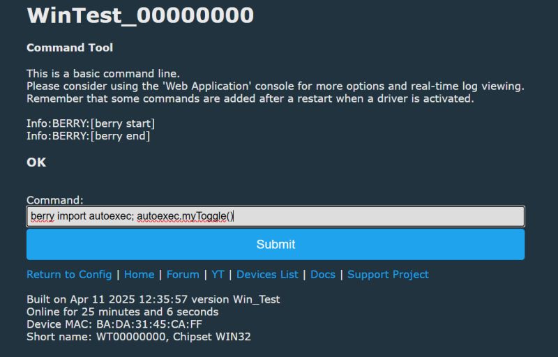 Command Tool Console with Berry Command Command Tool console interface with Berry command.