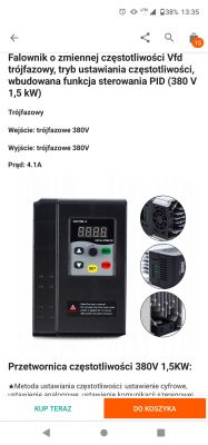 Dobór falownika do szlifierki - silnik 1,1 kW 400V - czy to dobre połączenie?