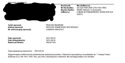 Potwierdzenie przelewu bankowego na kwotę 200 zł do Fundacji Podkarpackie Hospicjum dla Dzieci.