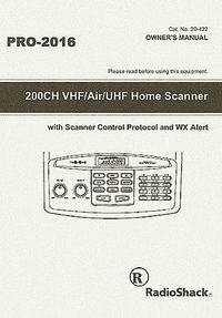 Radio Shack PRO-2016 VHF-UHF Scanner-Reciever Manual EN
