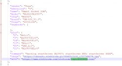 A JSON code snippet with information about the Smart Socket 20A device.