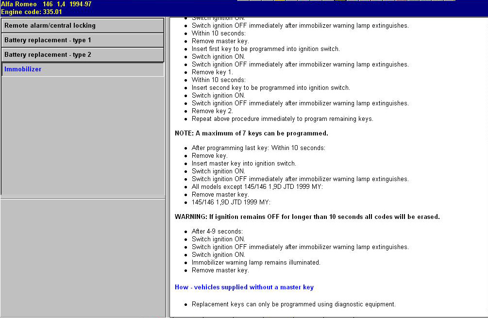 programowanie pilota w alfa romeo 146