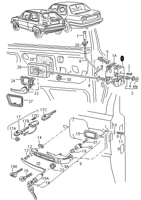 Volkswagen Golf 1.3, zamek od strony kierowcy...